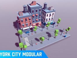 UE5虛幻4 卡通紐約城市大樓建筑場景